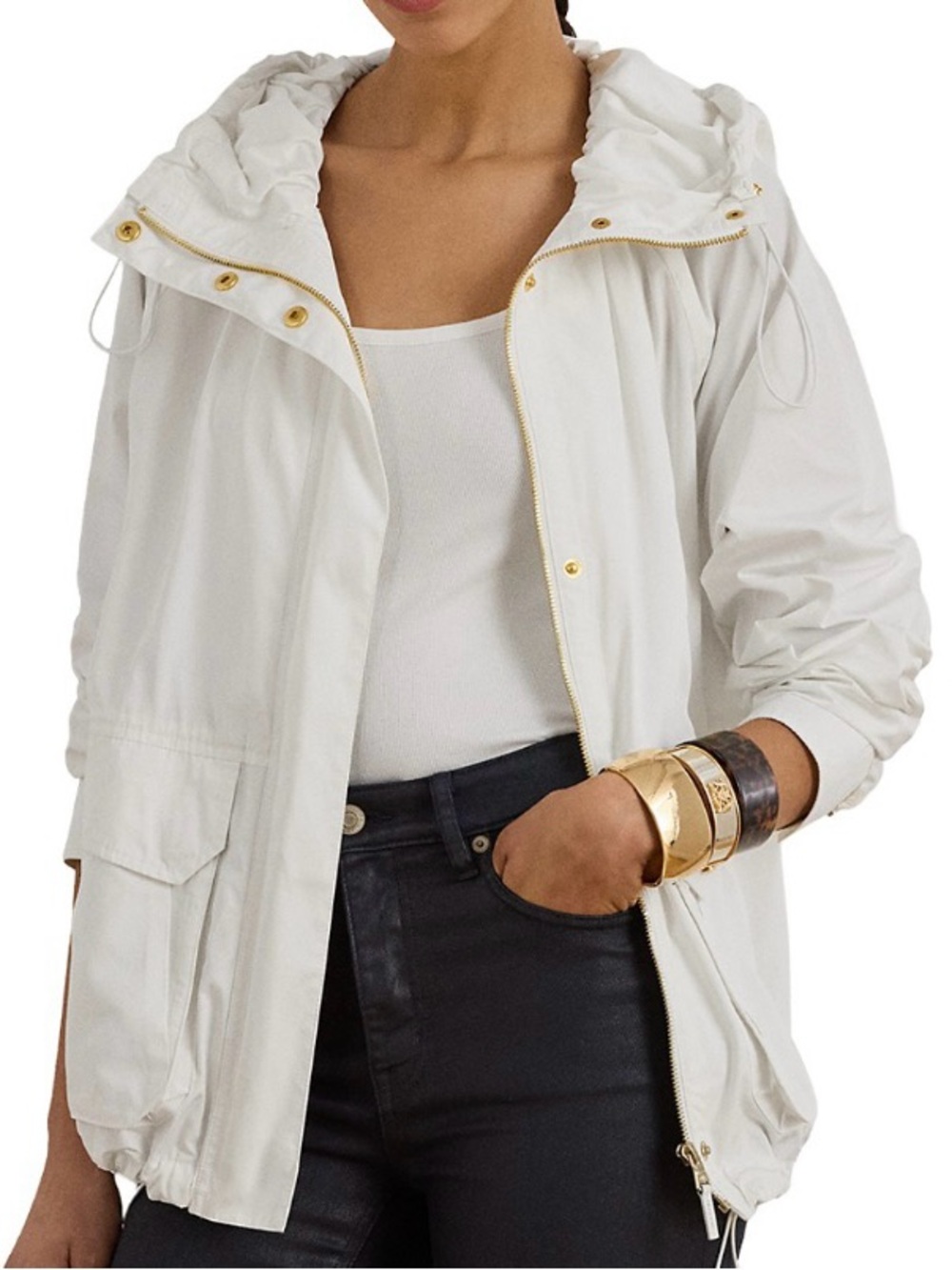 LAUREN RALPH LAUREN Hooded Windbreaker Jacket in White🌸
